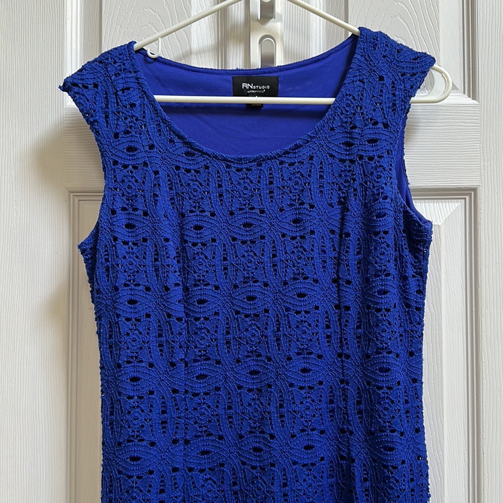 RN Studio by Ronni Nicole Blue Eyelet Sleeveless Dress 💙